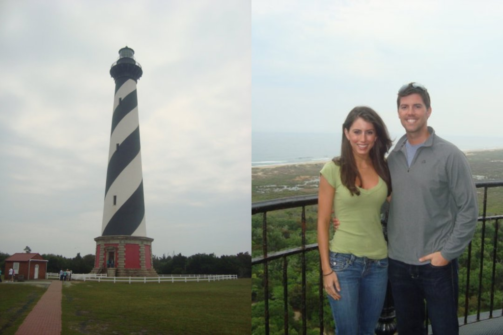 Becky and I at the top of Cape Hatteras Lighthouse in the Outer Banks, Buxton, NC