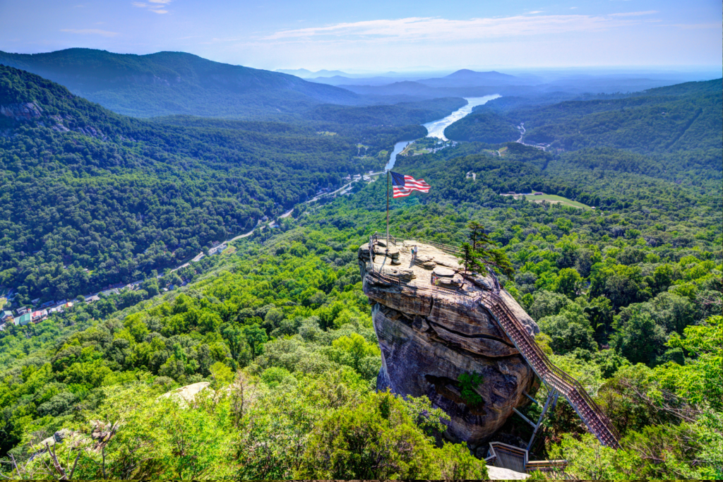 Aerial view of Chimney Rock State Park - Best things to do in the North Carolina Mountains