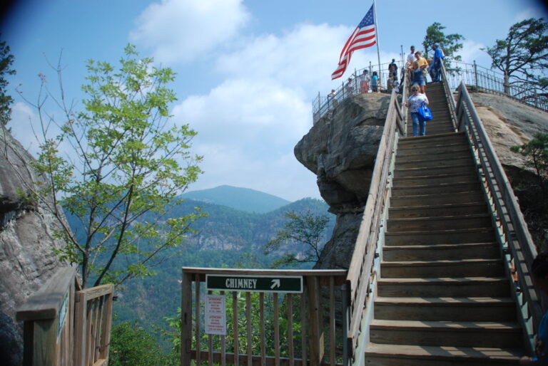 Best things to do in the Asheville Area -Staircase at Chimney Rock State Park, NC