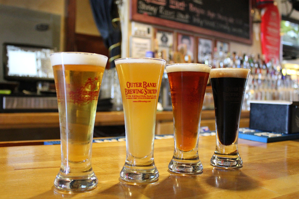 Best Bars In The Outer Banks Area - The Outer Banks Brewing Station Beer Flight